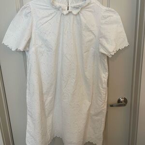 White Eyelet Scallop Shift Dress